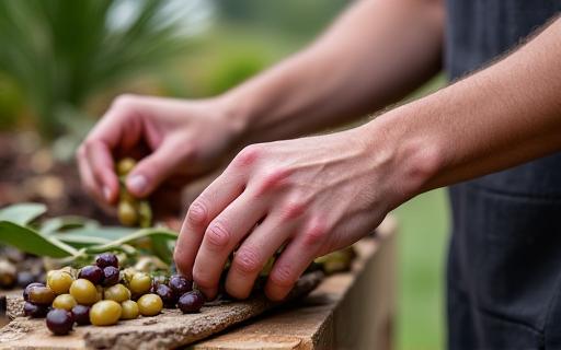 Tasting fresh olives and local produce at a farm-to-table culinary travel event