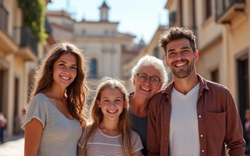 A family enjoying a custom-planned tour in a Spanish city